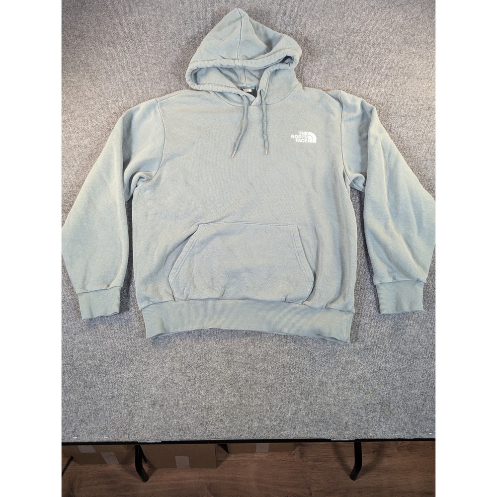 The North Face Mens M Pullover Hoodie Sage Green Logo Fleece Sweatshirt 2359